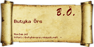 Butyka Örs névjegykártya